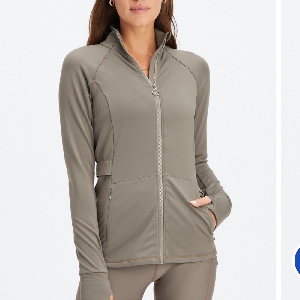 Fabletics Trinity Cold Weather Performance Jacket Grey Brown Small Willow Bark